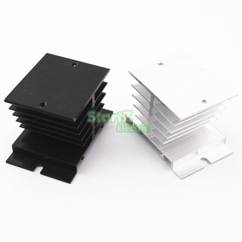 1 pcs Aluminum Fins Single Phase Solid State Relay SSR 10A to 40A Aluminum Heat Sink Dissipation Radiator Newest Rail Mount ► Photo 1/5