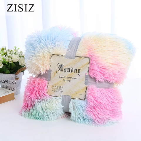 ZISIZ Soft Warm Bedding Throw Blanket Plush Fluffy Faux Fur for Bed Cover Sheet Throw Home Decoration Comfortable Blanket ► Photo 1/6