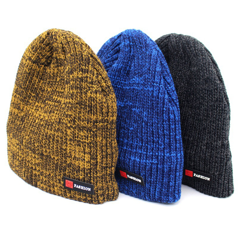 Beanies Men Winter Hat Women Knitted Hats For Men Cap Winter Beanie Hat Gorro Thick Warm Brimless Fur Bonnet Men's Cap ► Photo 1/6