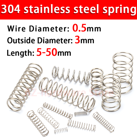 304 stainless steel compression spring return spring steel Wire Diameter 0.5mm outside diameter 3mm pressure spring 10 Pcs ► Photo 1/6