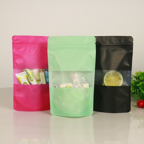 Colourful Standup plastic bag with matt window and zipper,Gift Dried Food Fruit Tea packaging Pouches Zipper Self Sealing bag ► Photo 1/4