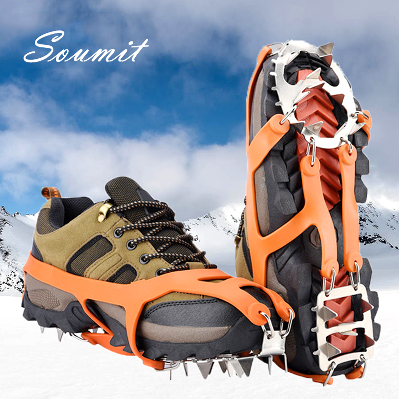 18 Teeth Ice Snow Crampons Anti-slip Climbing Gripper Shoe Covers Spike Cleats 