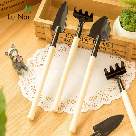 3pcs Mini Portable Gardening Tool Metal Head Shovel Rake Spade  Plant Garden Soil Raising Flowers Wooden Handle Tool Set ► Photo 1/6