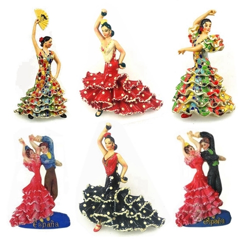 New Hand-painted Spain Famenco Fan Dancer 3D Fridge Magnet Travel Souvenir Refrigerator Magnetic Stickers Gift ► Photo 1/1