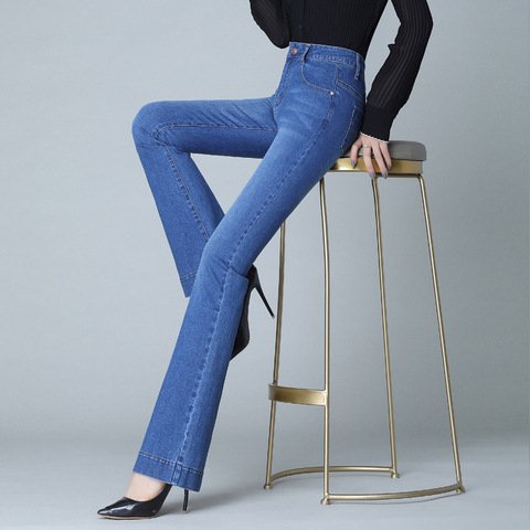 Lguc.H Flare Jeans Woman 2022 Classic Wide Leg Jeans for Women Stretch High Waist Women Jeans Push Up Jean Femme Vintage Blue XS ► Photo 1/6