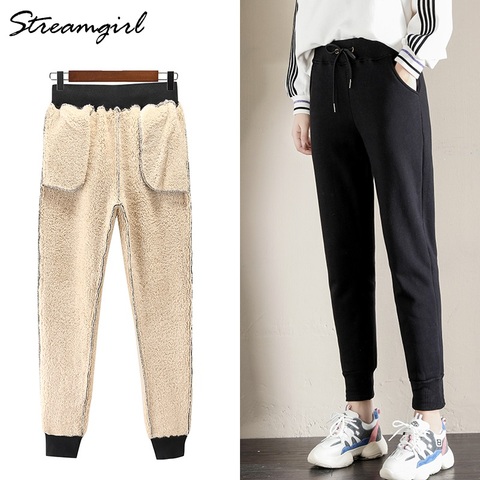 Thick Warm Winter Trousers Women Velvet Pants With High Waist Warm Sweatpants Women 2022 Ladies Sweat Pants Female Loose Pant ► Photo 1/6