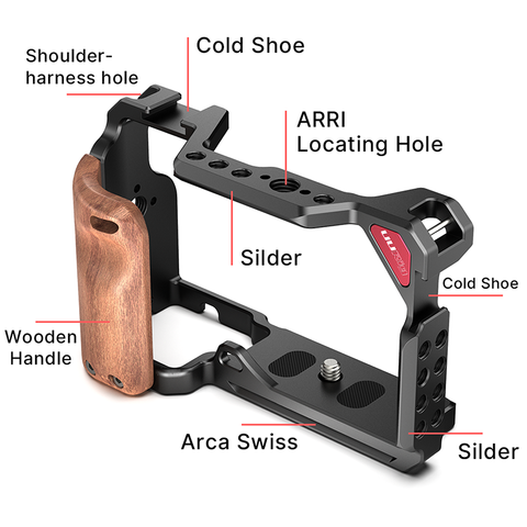 UURig Metal Camera Cage For Sony A6300 A6400 A6500 A6600 RIG With Arca Swiss 2 Cold Shoe Arri Locating Hole Mount Mic Fill Light ► Photo 1/6