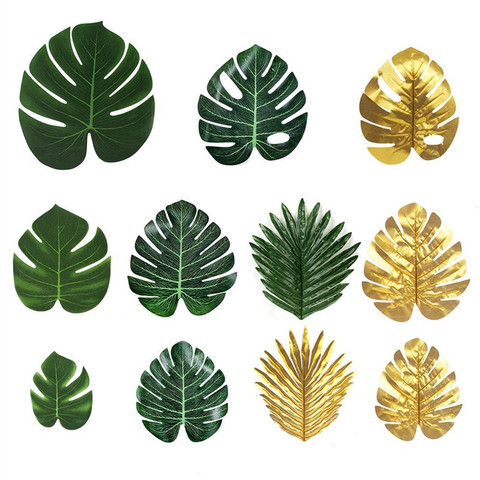 12pcs Green Artificial Tropical Palm Tree Monstera Leaves Wedding Home Garden Office Bedroom Decoration Photography Background ► Photo 1/6