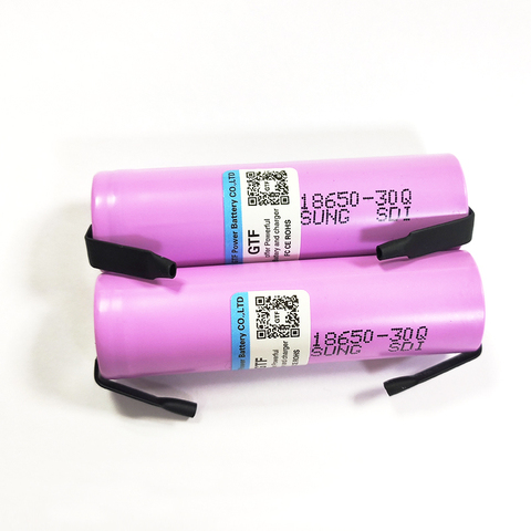 30Q 18650 3.7V 3000mAh Rechargeable Li-ion Battery for INR18650 30Q E-Cigarette Headlamp Troch with DIY Nickel sheet 186500 Cell ► Photo 1/6