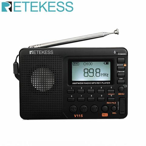 RETEKESS V115 Radio AM FM SW Pocket Radio Receiver Shortwave FM speaker Transistor Receiver TF Card USB REC Recorder Sleep Time ► Photo 1/6