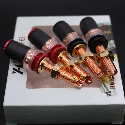 4pcs 8pcs XSSH Audio HIFI Real Red copper Banana Plug Female Socket Speaker power amplifier terminal Long Short Binding Post ► Photo 1/6