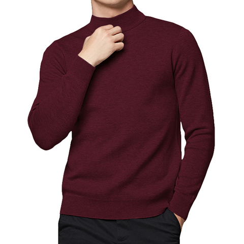 Sweater Men Cotton Knit Slim Sweater Turtlenck Pullover Men Autumn Winter High-neck Men Tshirt Sweaters Mockneck Clothing Brand ► Photo 1/6