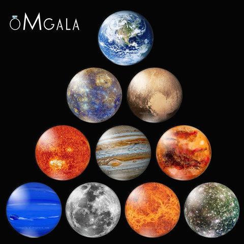 10PCS/SET Full Moon Earth Solar System Planet 12/16/18/20/25/30mm Glass Cabochon Blanks Universe Galaxy Jewelry Making Findings ► Photo 1/6