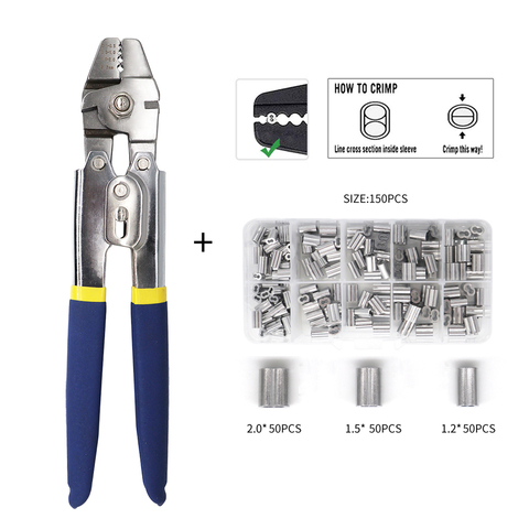 Stainless Steel Fishing Pliers Wire Rope Crimping Tool with 150Pcs Ferrule Crimping Loop Kit for Crimpers & Crimping Sleeves Kit ► Photo 1/6