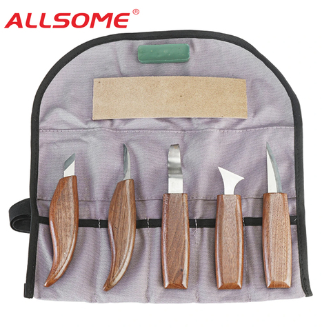 ALLSOME 8Pcs Wood Carving Knife Chisel Woodworking Cutter Hand Tool Set Peeling Woodcarving Sculptural Spoon Carving Cutter ► Photo 1/6