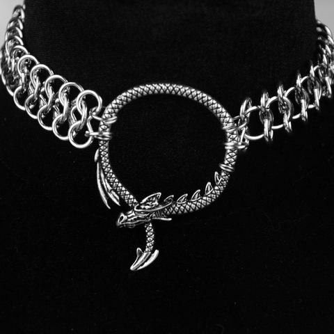 Vintage Mythology Witch Dragon Serpent Pendant Neckalce Gothic Pagan Choker Wiccan Jewelry ► Photo 1/4