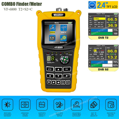 VF-6800 Satellite Finder Meter Dvb-t2/DVB S2/DVB C Combo Sat Finder Dvb t2 Receiver Satellite Satfinder 2.4