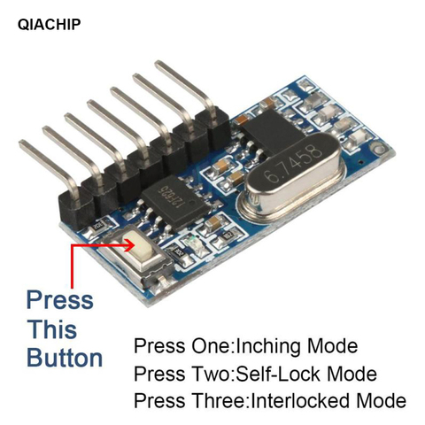 QIACHIP 433Mhz RF Receiver Learning Code Decoder Module 433 mhz Wireless 4 CH output For Remote Controls 1527 2262 encoding ► Photo 1/5