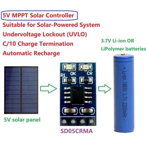 MINI MPPT Solar Charger 1A 4.2V 3.7V Li-ion Li-Po 18650 Lithium Battery Charging Module  Power supply voltage DC 4.4-6V, 5v ► Photo 1/1