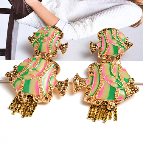 New Arrival Statement Fish Earrings High-quality Gold Crystal Drop Earring Fashion Jewelry Accessories For Women Wholesale ► Photo 1/6