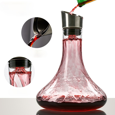 1800ML Handmade Lead-free Crystal Glass Large Red Wine Quick Decanter Household Wine Dispenser Pot Set Iceberg Decanter ► Photo 1/5