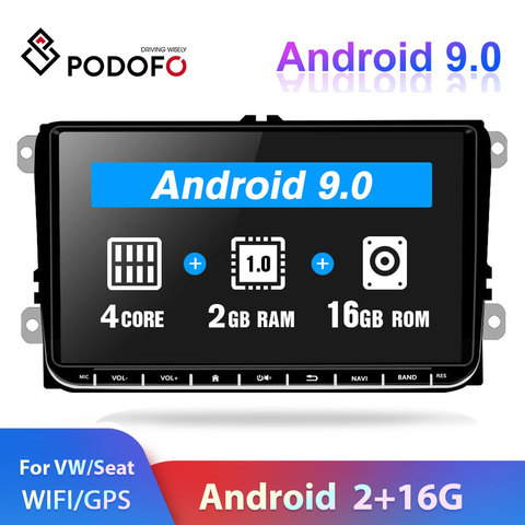 Podofo 2din Android Autoradio Car Radio GPS Multimedia Player For VW SKODA Octavia GOLF 5 6 PASSAT B6 JETTA POLO SEAT TIGUA ► Photo 1/6