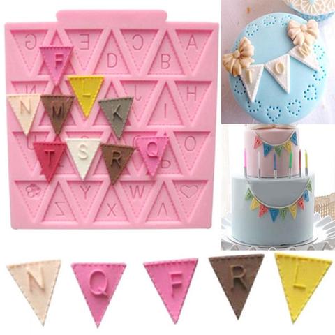 Cooking Tools Flag Shape 26 English Letters Silicone Mold Chocolate Fondant Cake Decorating Cake sugar craft Moulds Tools ► Photo 1/6