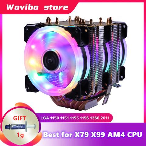 RGB cpu Radiator 6 pipes Cooling Fan Cooler for Intel AMD CPU LGA 1155 1156 1150 1366 2011 X79 2011-3 X99 Socket  Motherboard ► Photo 1/6