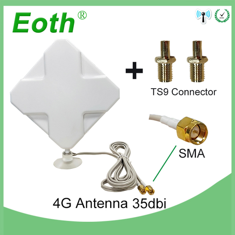 3G 4G Antenna 35dBi 2m Cable LTE Antena 2 SMA connector for 4G Modem Router Adapter Female to TS9 Male connector Signal zoom ► Photo 1/6