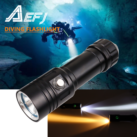 100m Underwater Most Powerful Professional Diving Led Flashlight Light Scuba Dive Torch Rechargeable Xm L2 Hand Lamp 26650 18650 ► Photo 1/6