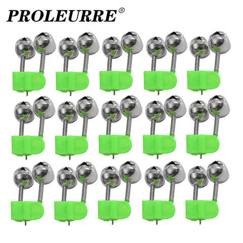 5pcs/Lot Bite Alarms Fishing Rod Bells Tackle Accessory Rod Clamp Tip Clip Metal Bells Ring Green ABS Plastic Outdoor Tools ► Photo 1/6