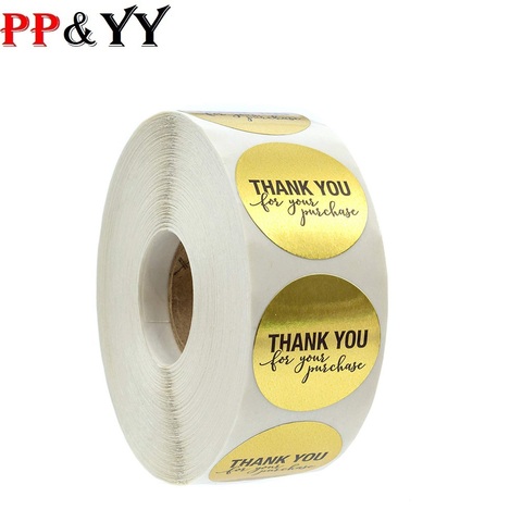 100-500pcs Round Foil Gold Thank You for your purchase Stickers seal labels scrapbooking for gift Packaging stationery sticker ► Photo 1/5