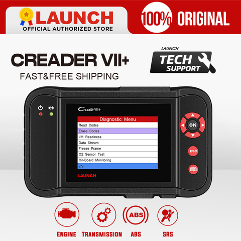 Launch X431 Creader VII+ plus OBD2 Scanner Diagnostic Tool Auto Code Reader Engine ABS SRS Transmission pk Launch crp123 Scanner ► Photo 1/6
