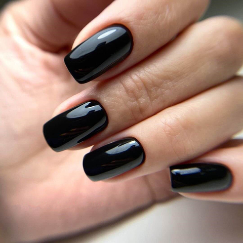 Glossy Black Artificial Fake Nails For Design Lady Long Size Press On False Nails DIY Full Cover Tips Manicure Tool ► Photo 1/6