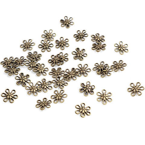 9mm 40pcs Antique Bronze Plated Flower Style Connector Handmade Charms Pendant:DIY for bracelet necklace-Q4-05 ► Photo 1/1