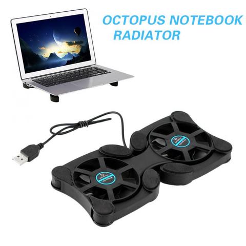 USB Port Mini Laptop Desk Support Dual Cooling Fan Notebook Computer Stand Foldable USB Rack Holder Black New For 7-15