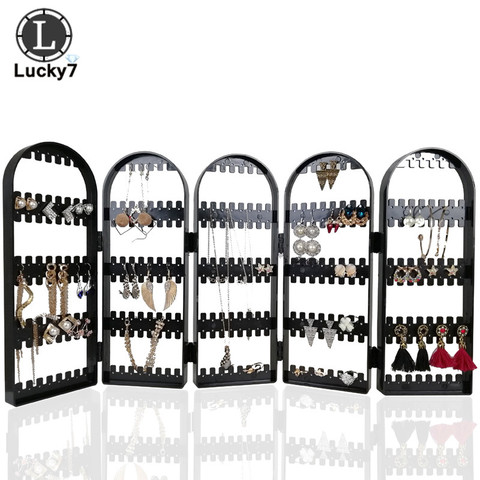 120/180/240/360holes Plastic Clear Earrings Studs Display Rack Folding Screen Earring Jewelry Display Stand Holder Storage Box ► Photo 1/6