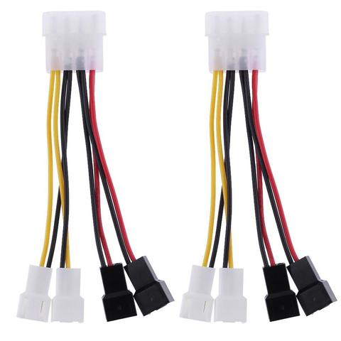 2pcs 4-Pin Molex to 3-Pin fan Power Cable Adapter Connector 12v*2 / 5v*2 Computer Cooling Fan Cables for CPU PC Case Fan ► Photo 1/6