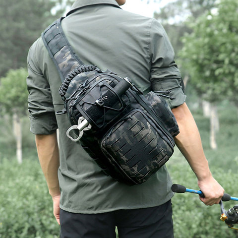 Laser Men Chest Bag Sling Hiking Backpack Military Tactical Army