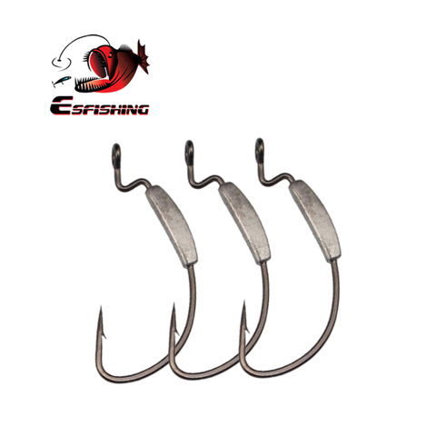 KESFISHING Fishing Lead Hook 12pcs Carbon Steel Wide Crank Offset Fishhook For Soft Worm Lure 1/0 6/0 Bass Barb Wobbler ► Photo 1/6