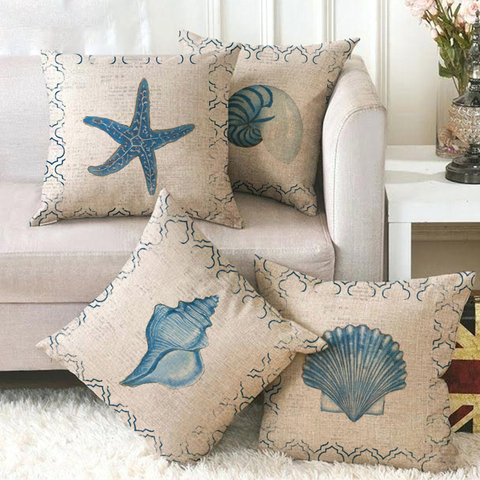 Pillowcase sofa cushion cover decoration linen pillow case decorative pillow marine pattern sofa throw pillow cover couch pillow ► Photo 1/6