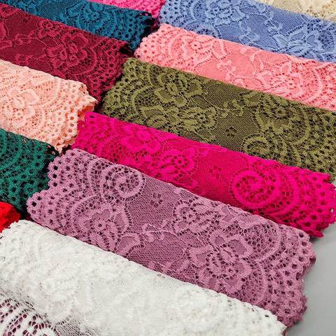 New 1Yard Flower Pattern 15CM Wide Elastic Lace Fabric Ribbon Lace Trim Ribbon Diy Craft Fabric Width African Fabrics Stretch ► Photo 1/6