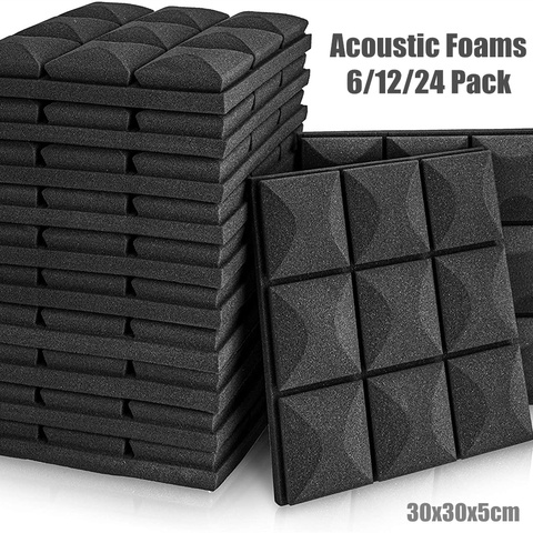 6/12/24Pcs Studio Acoustic Foam Pannel Sound Absorption Sponge Drum KTV Room Silence Treatment Polyurethane Wall Soundproof Foam ► Photo 1/6