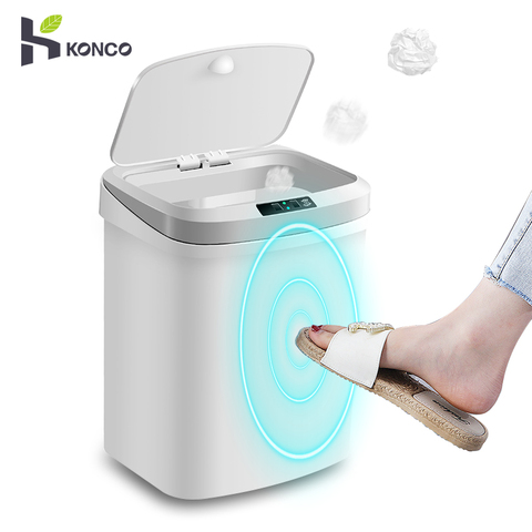 Konco Induction Trash Can sensor Home intelligent Waste Bins Automatic Electric Trash Can garbage trash bin for Kitchen Bathroom ► Photo 1/6