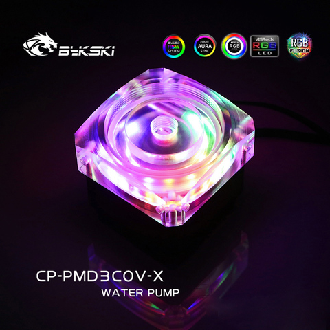 Bykski CP-PMD3COV-X Water Cooling DDC Pump 6M 600L/H PC Heatsink 5000rpm PWM Automatic Speed Temperature Control RGB Lighting ► Photo 1/5