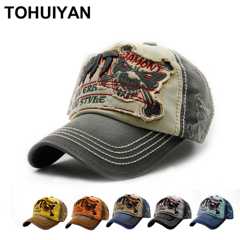 TOHUIYAN Washed Embroidery Baseball Cap For Men Retro Cotton Chapeau Snapback Hats Women Bone Hip Hop Caps Gorras Para Hombre ► Photo 1/6