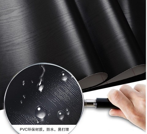 black wood matt furniture stickers  boeing film pvc adhesive paper back vinyl wallpaper cabinet furniture wood fiber wallpaper ► Photo 1/5
