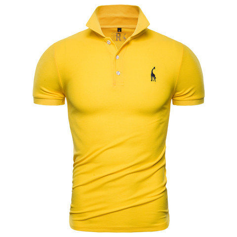 Dropshipping 2022 New Polo Shirt Men Solid Casual Cotton Polo Giraffe Men Slim Fit Embroidery Short Sleeve Men's Polo 10 Colors ► Photo 1/6
