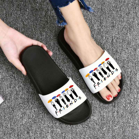 Women Slippers Friends Printing Cartoon Home Slippers Thick Sole Sandals Women Shoes Ladies Flip Flops Indoor Flat Ladie Slides ► Photo 1/6