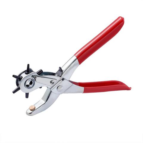 Leather Belt Hole Punch Plier Eyelet Puncher Revolve Sewing Machine 335x110x25mm Red ► Photo 1/6
